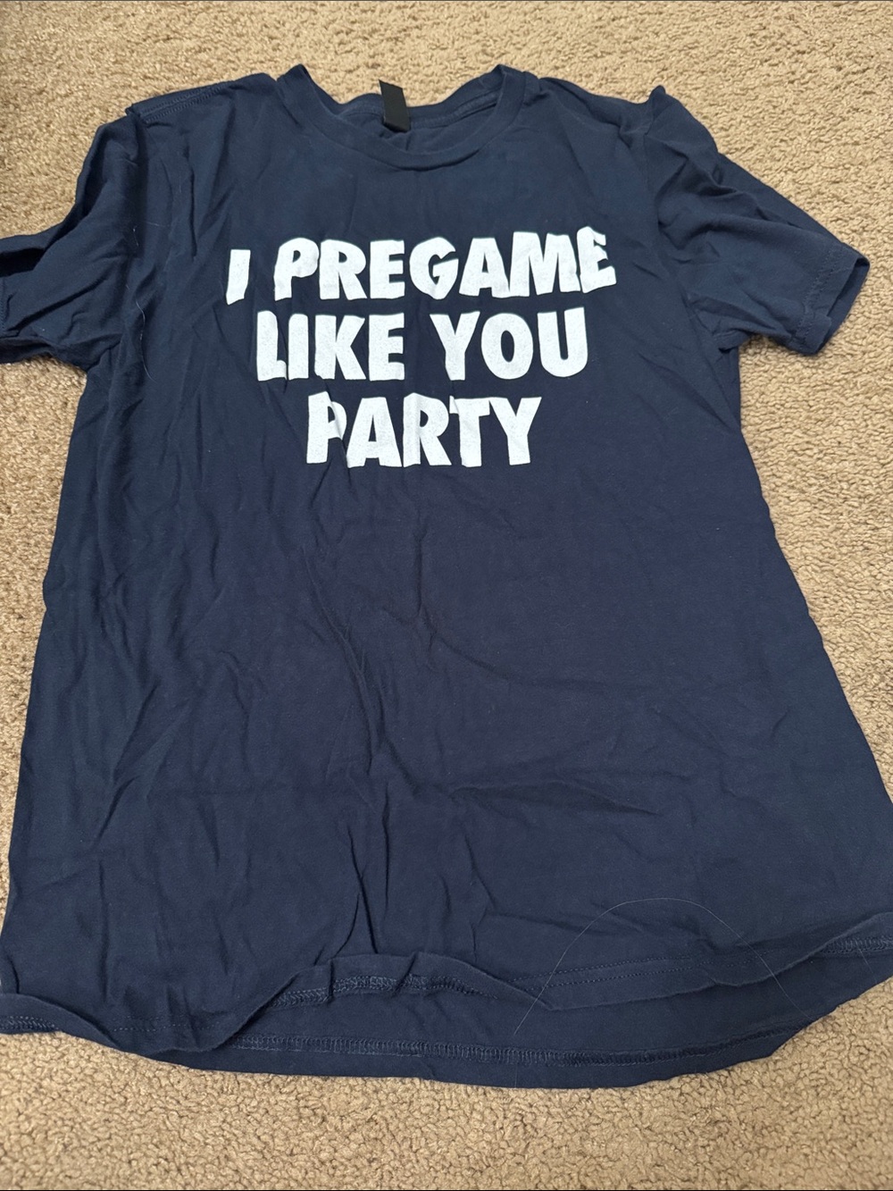 Navy Graphic Tee "I Pregame Like You Party"